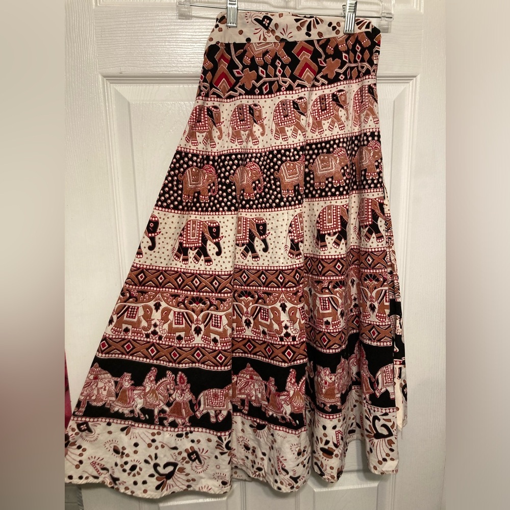 Red elephant wrap skirt